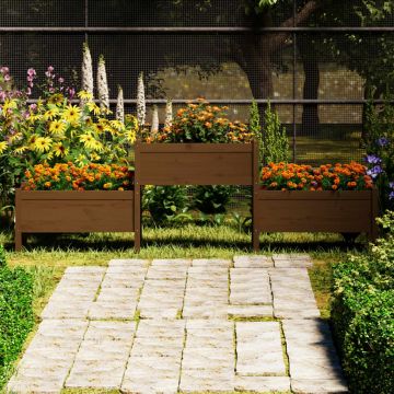Gossi jardiniera, maro miere, 245,5x44x75 cm, lemn masiv de pin