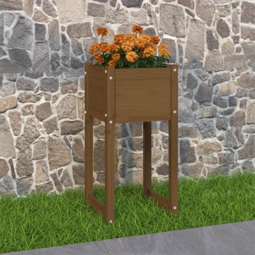 Gossi jardiniera, maro miere, 40x40x81 cm, lemn masiv de pin