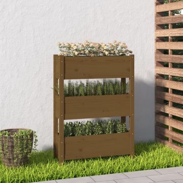 Gossi jardiniera, maro miere, 77 x 25 x 104,5 cm, lemn masiv de pin