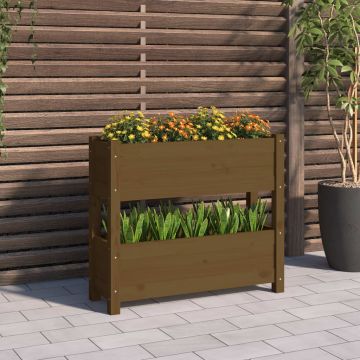 Gossi jardiniera, maro miere, 77x25x66 cm, lemn masiv de pin