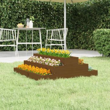Gossi jardiniera, maro miere, 80x80x27 cm, lemn masiv de pin