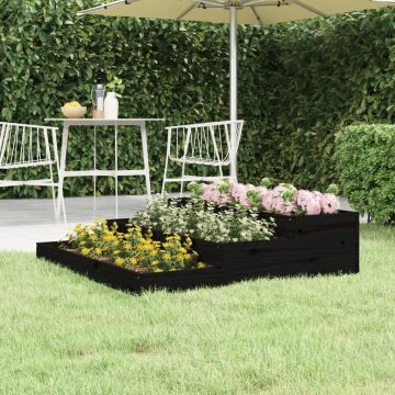 Gossi jardiniera, negru, 107x107x27 cm, lemn masiv de pin