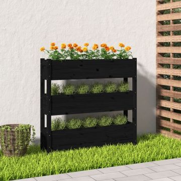 Gossi jardiniera, negru, 112x25x104,5 cm, lemn masiv de pin
