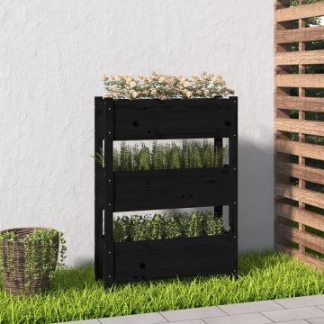 Gossi jardiniera, negru, 77 x 25 x 104,5 cm, lemn masiv de pin