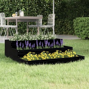 Gossi jardiniera, negru, 78x78x27 cm, lemn masiv de pin
