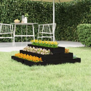 Gossi jardiniera, negru, 80x80x27 cm, lemn masiv de pin