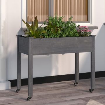 Gossi jardiniera pe roti cu captuseala 118x59x80cm lemn masiv de brad