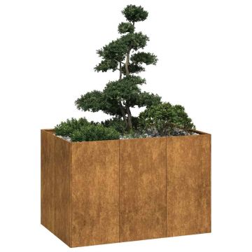 Gossi jardiniera rusty 120x80x80 cm otel pentru intemperii