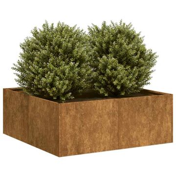 Gossi jardiniera rusty 80x80x30 cm otel pentru intemperii