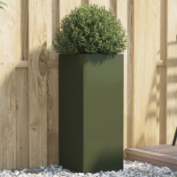 Gossi jardiniera, verde masliniu, 32x29x75 cm, otel laminat la rece