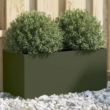 Gossi jardiniera, verde masliniu, 62x30x29 cm, otel laminat la rece