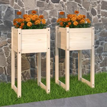 Gossi jardiniere, 2 buc, 40x40x81 cm, lemn masiv de pin