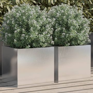 Gossi jardiniere, 2 buc., argintiu, 32x30x29 cm, otel inoxidabil