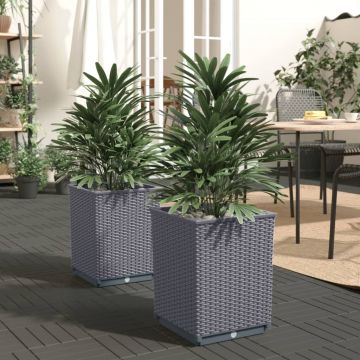 Gossi jardiniere, 2 buc., gri inchis, 30x30x37 cm, polipropilena