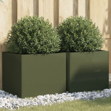 Gossi jardiniere, 2 buc., masliniu, 42x40x39 cm, otel laminat la rece