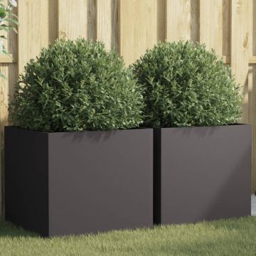 Gossi jardiniere, 2 buc., negru, 49x47x46 cm, otel laminat la rece