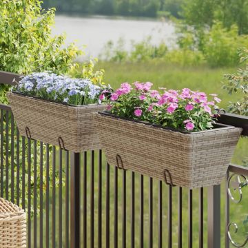 Gossi jardiniere cu carlige, 2 buc., gri, poliratan