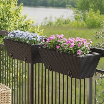 Gossi jardiniere cu carlige, 2 buc., negru, poliratan