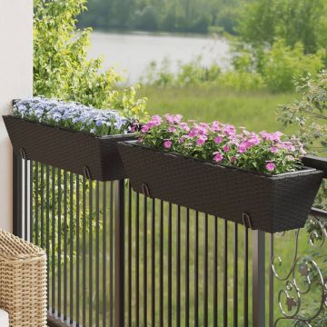 Gossi jardiniere cu carlige, 2 buc., negru, poliratan