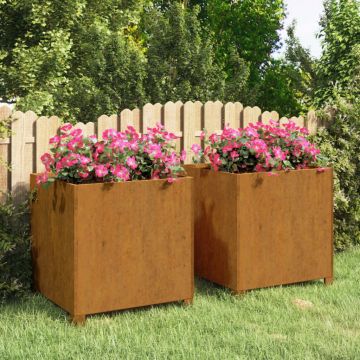 Gossi jardiniere cu picioare 2 buc. ruginiu 49x47x50 cm otel corten