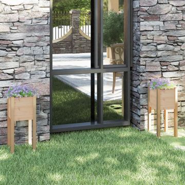 Gossi jardiniere de gradina, 2 buc., 31x31x70 cm, lemn masiv de pin