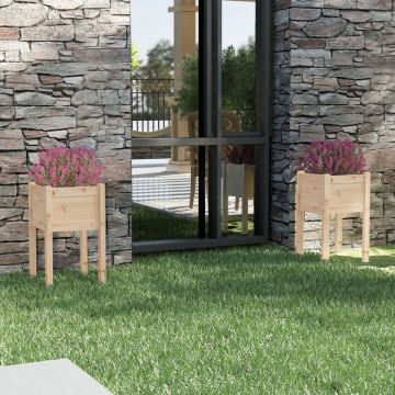 Gossi jardiniere de gradina, 2 buc., 40x40x70 cm, lemn masiv de pin