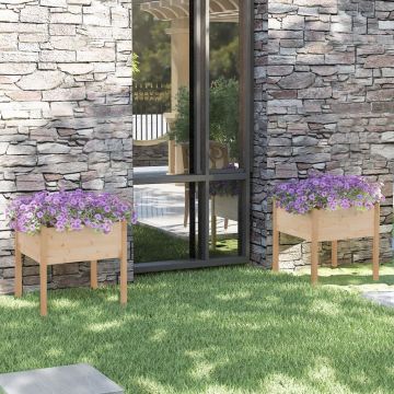 Gossi jardiniere de gradina, 2 buc., 70x70x70 cm, lemn masiv de pin