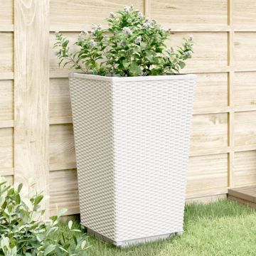 Gossi jardiniere de gradina, 2 buc., alb, 32,5x32,5x57 cm, pp