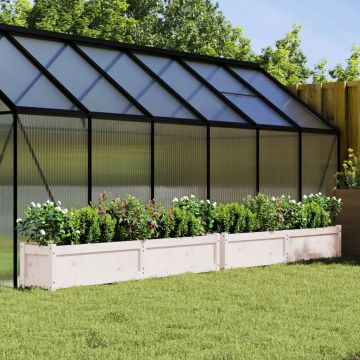 Gossi jardiniere de gradina, 2 buc., alb, lemn masiv de pin