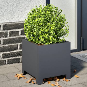Gossi jardiniere de gradina, 2 buc., antracit, 30x30x30 cm, otel
