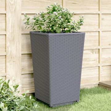 Gossi jardiniere de gradina, 2 buc., gri, 32,5x32,5x57 cm, pp
