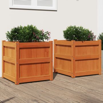 Gossi jardiniere de gradina, 2 buc., maro ceruit, lemn masiv de pin