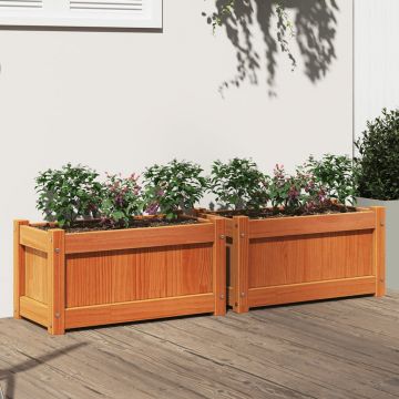 Gossi jardiniere de gradina, 2 buc., maro ceruit, lemn masiv de pin