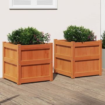 Gossi jardiniere de gradina, 2 buc., maro ceruit, lemn masiv de pin