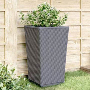 Gossi jardiniere de gradina, 4 buc., gri, 32,5x32,5x57 cm, pp