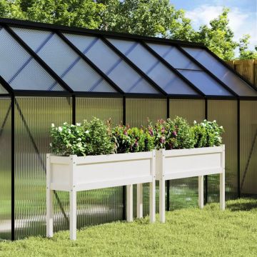 Gossi jardiniere de gradina cu picioare 2 buc. alb lemn masiv de pin