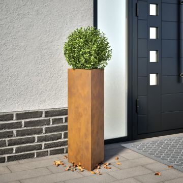Gossi jardiniere gradina, 2 buc., 30x26x75 cm, otel corten, triunghi