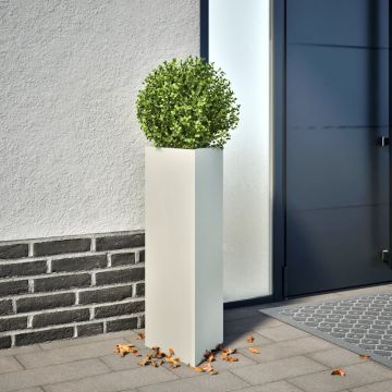 Gossi jardiniere gradina, 2 buc., alb, 30x26x75 cm, otel, triunghi
