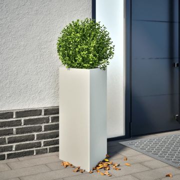 Gossi jardiniere gradina, 2 buc., alb, 40x34,5x70 cm, otel, triunghi