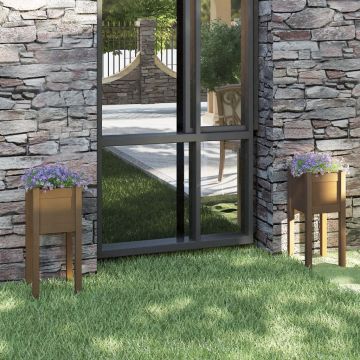 Gossi jardiniere gradina 2 buc. maro miere 31x31x70 cm lemn masiv pin