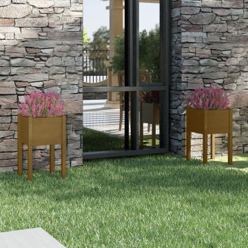 Gossi jardiniere gradina 2 buc. maro miere 40x40x70 cm lemn masiv pin