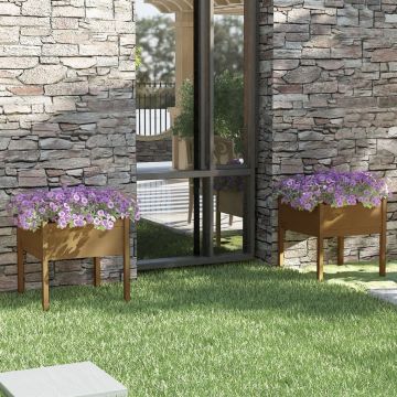 Gossi jardiniere gradina 2 buc. maro miere 70x70x70 cm lemn masiv pin