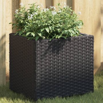 Gossi jardiniere gradina, 2 buc., negru, 36x30x32 cm, poliratan