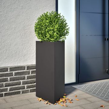 Gossi jardiniere gradina 2 buc., negru, 40x34,5x70 cm, otel, triunghi