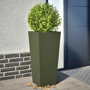 Gossi jardiniere gradina, 2 buc., verde masliniu, 35x35x75 cm, otel