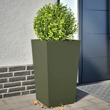 Gossi jardiniere gradina, 2 buc., verde masliniu, 45x45x75 cm, otel