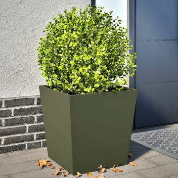 Gossi jardiniere gradina, 2 buc., verde masliniu, 50x50x50 cm, otel