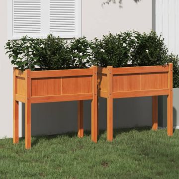 Gossi jardiniere gradina cu picioare, 2 buc., maro ceruit, lemn pin