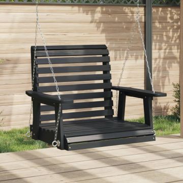 Gossi leagan de gradina cu lanturi metalice, negru, lemn masiv brad