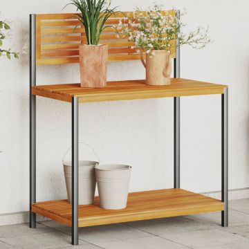 Gossi masa de lucru de gradina 90x50x110 cm lemn masiv acacia si otel